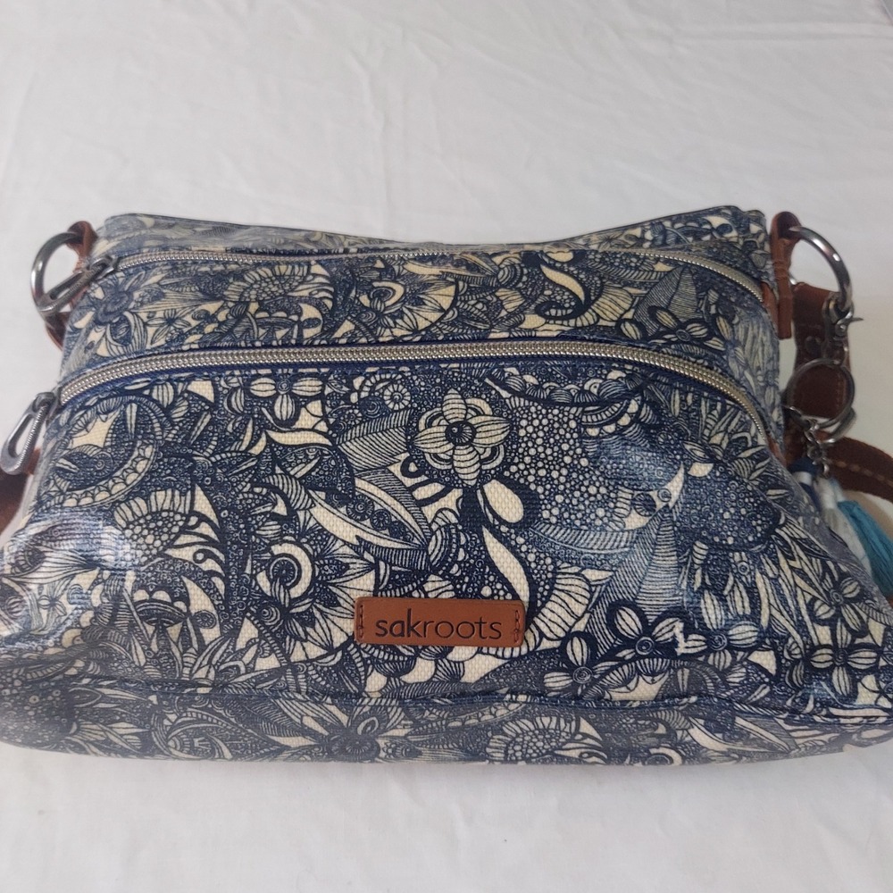 Sakroots Navy Floral Crossbody Bag